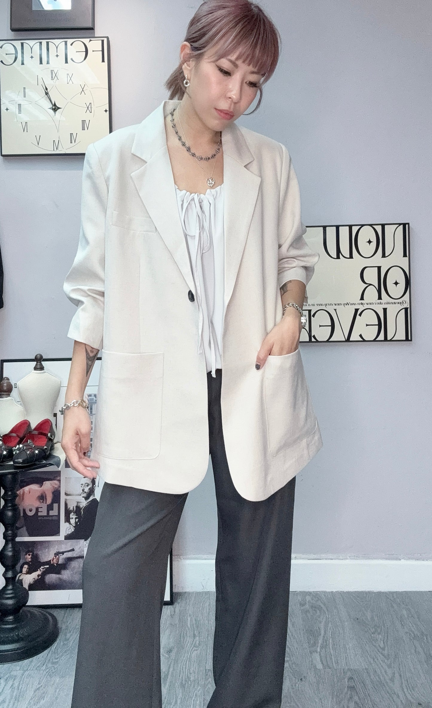 👍🏼Mid-length sleeves blazer#00596