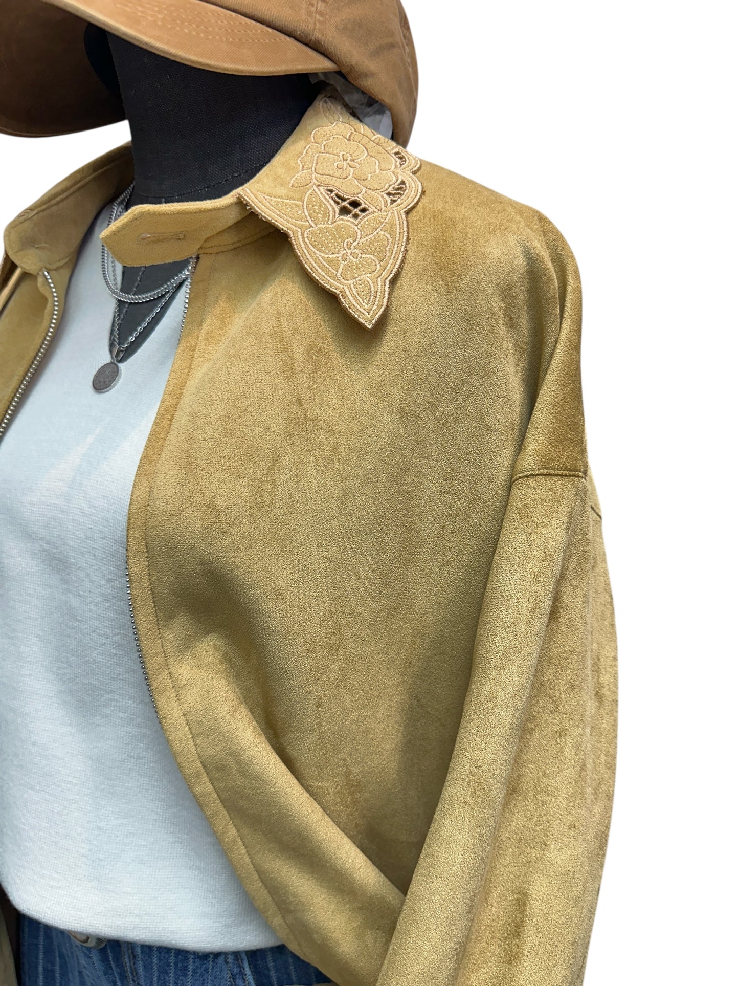 Embroidery collar leopard skin jacket