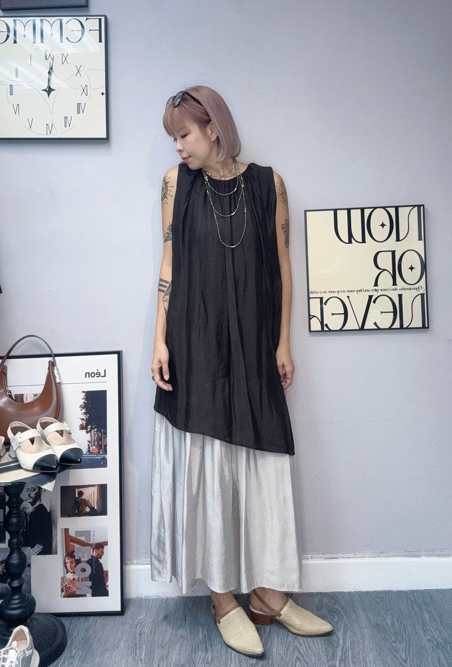 (-20%)Silky fake two pieces one piece #00830