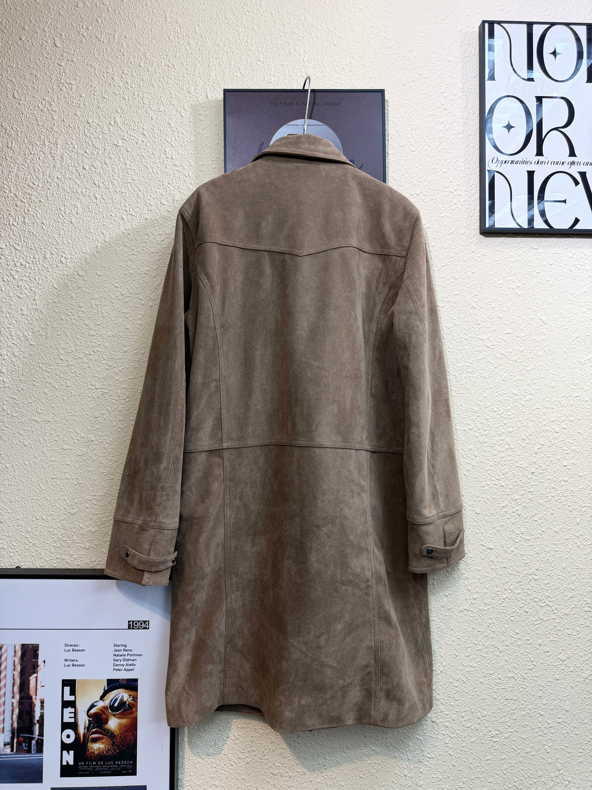 Suede shirt collar long outer #01014