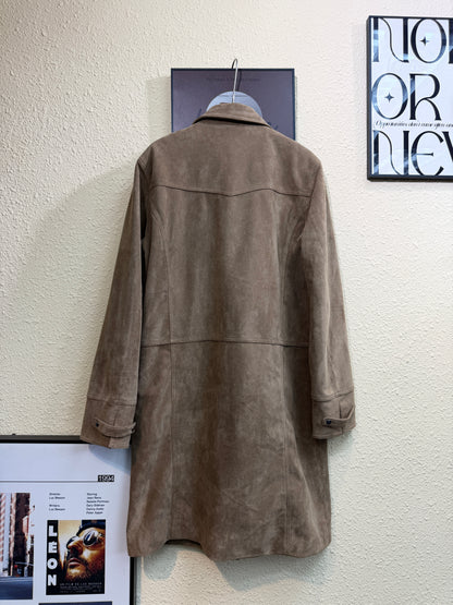 Suede shirt collar long outer #01014