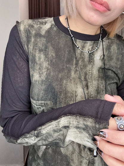 Pocket printed dye-in tee #00993