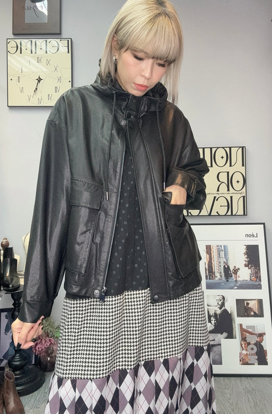 2-pockets leather jacket