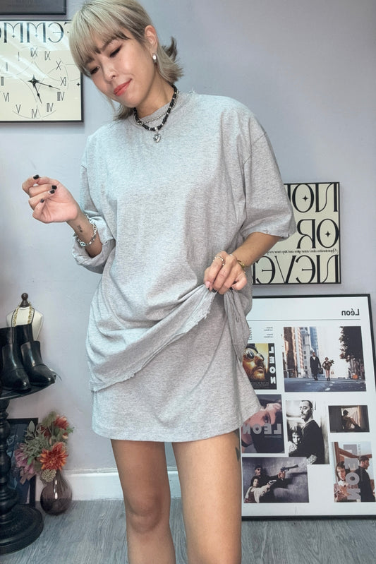 Plain two piece long tee set #00028