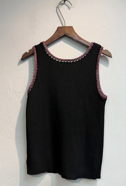Tweed collar knit tank #00664