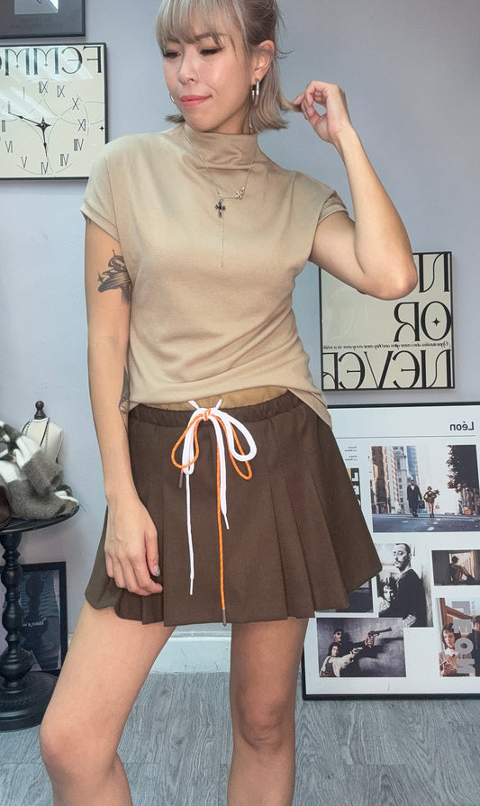 Double waist pleated skort #00043