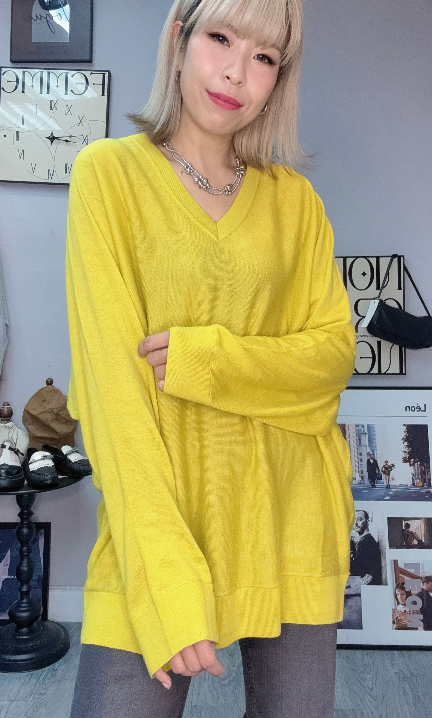 V neck loose knit #00230