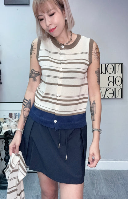 (-20%)With scarf knitted tank cardigan #00778