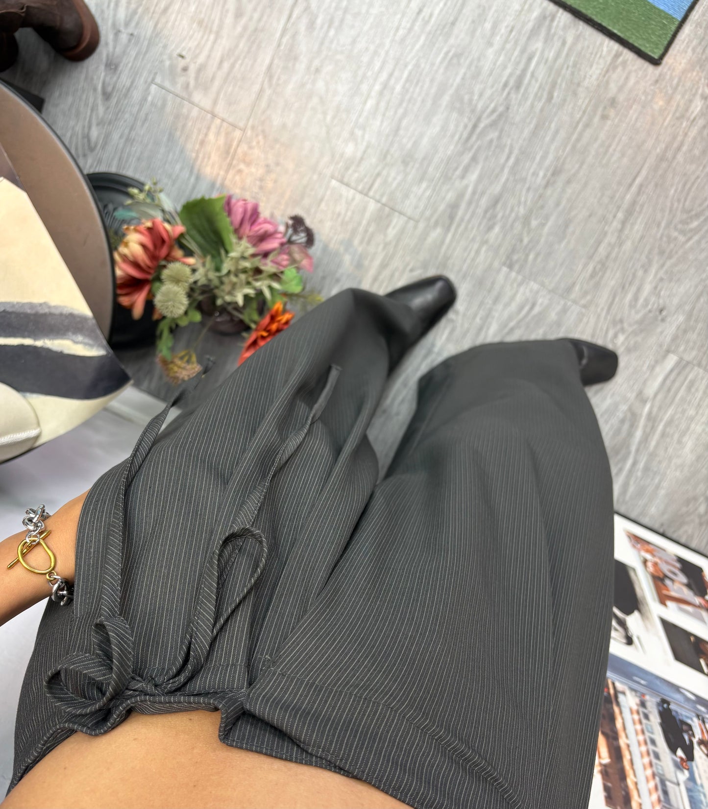 Side Tie striped Trousers