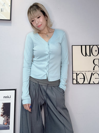 Twist buttons cotton cardigan #00403