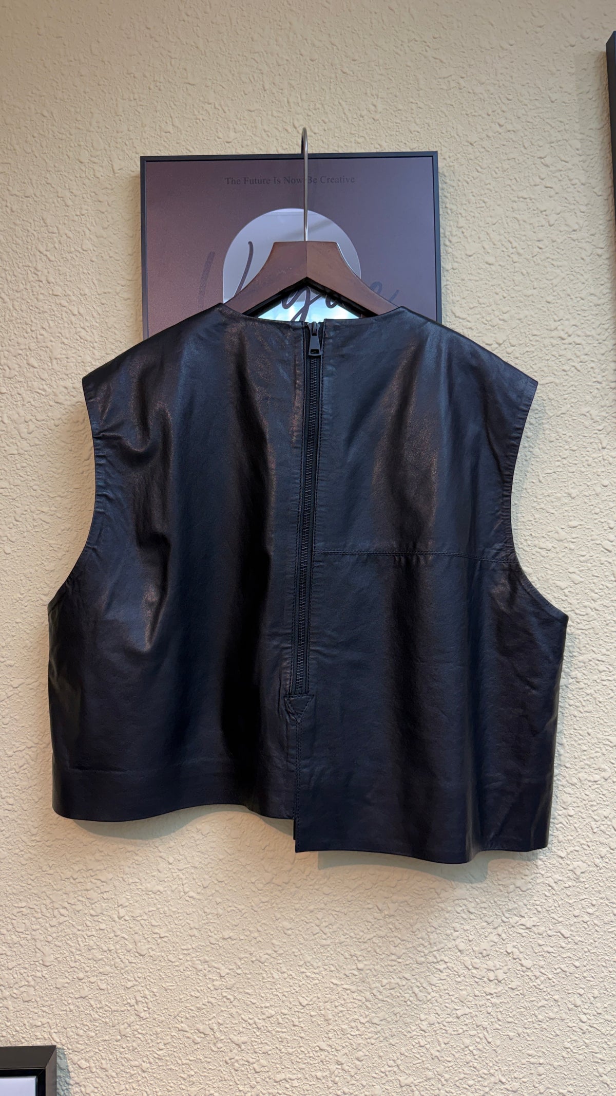 Back zip sheepskin sleeveless top #00912