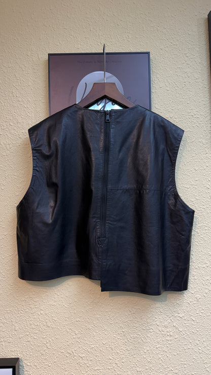 Back zip sheepskin sleeveless top #00912