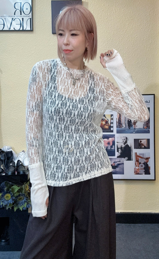 👍🏻Full embroidery lace spandex top #00911