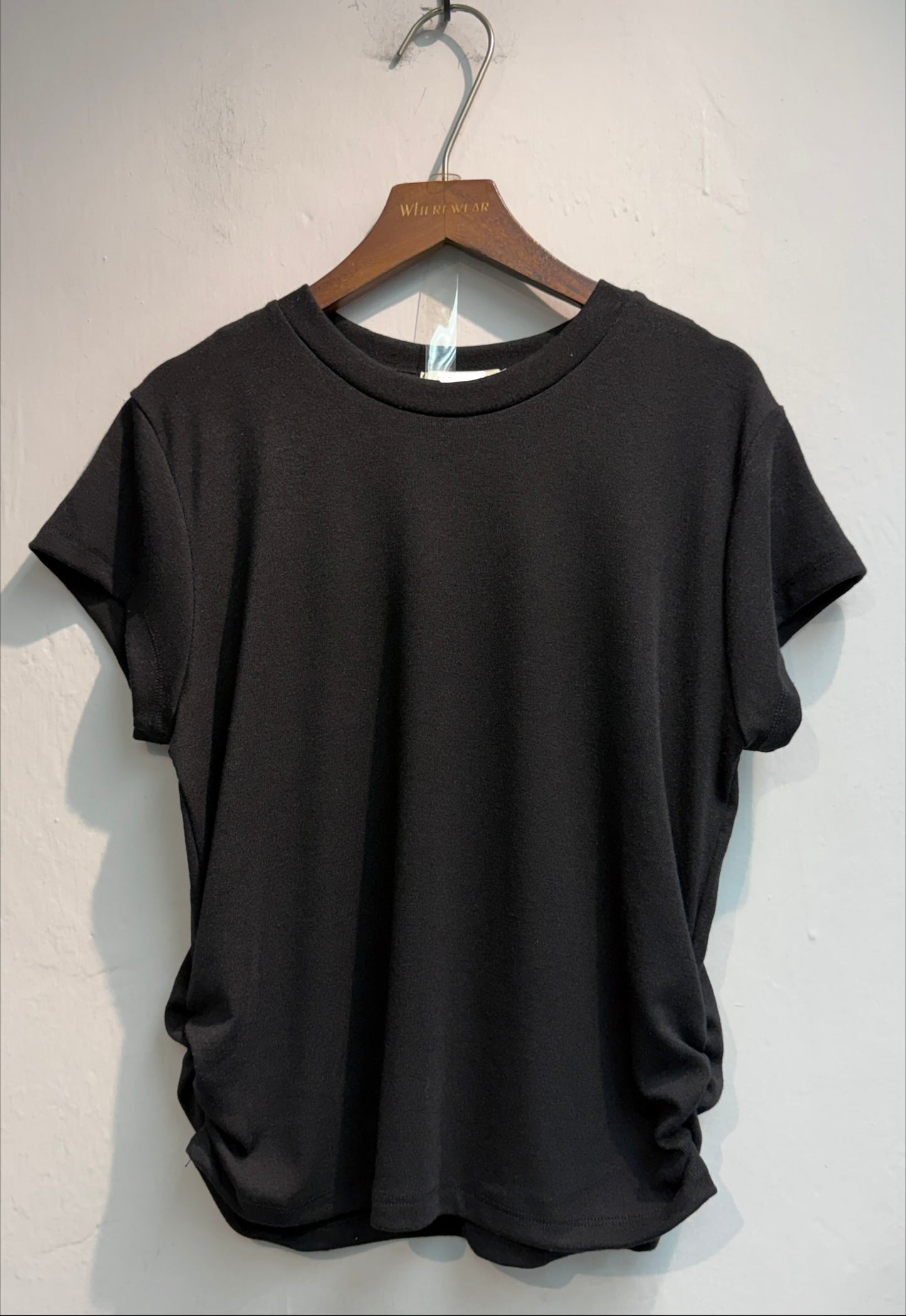 Side pleated spandex tee #00698