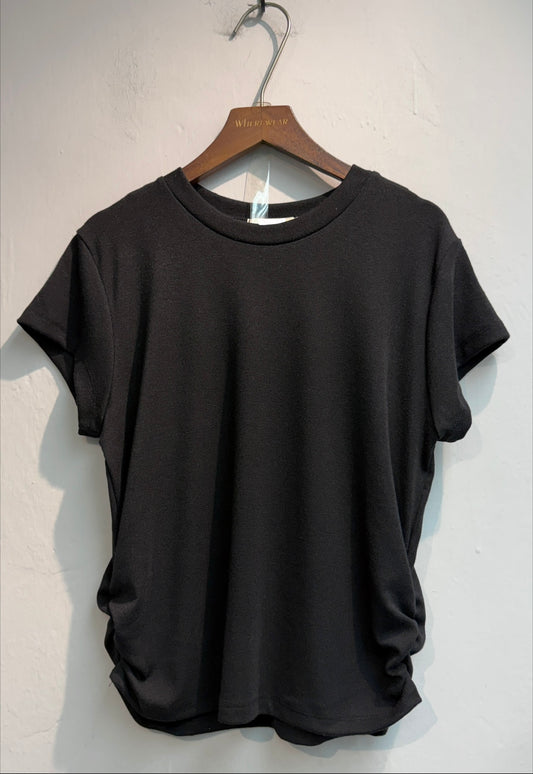 Side pleated spandex tee #00698