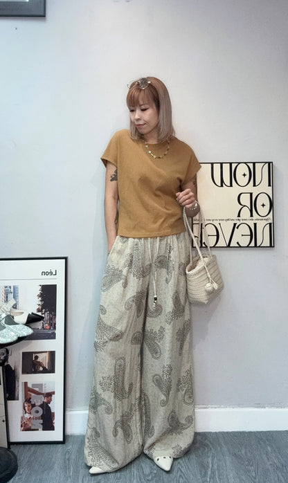 With paisley scarf cap sleeves tee #00674