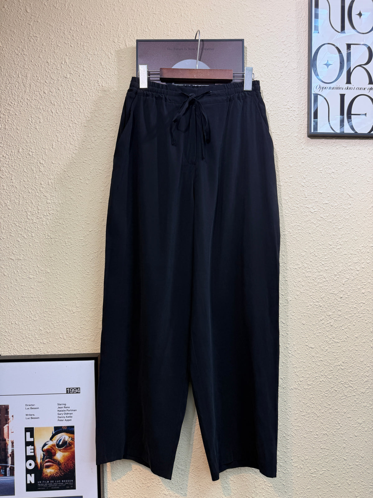 Front tie full elastic silky pants #01041