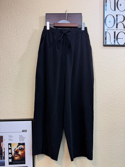 Front tie full elastic silky pants #01041