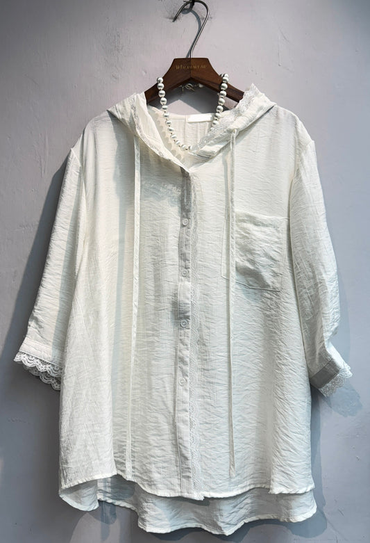 With hat lace trim short sleeves outer #00654