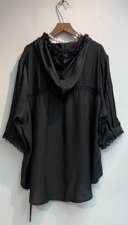 With hat lace trim short sleeves outer #00654