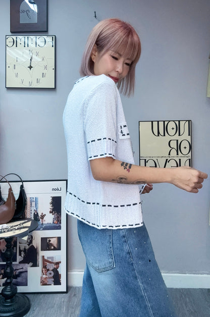 Weaving line knitted cardigan #00816