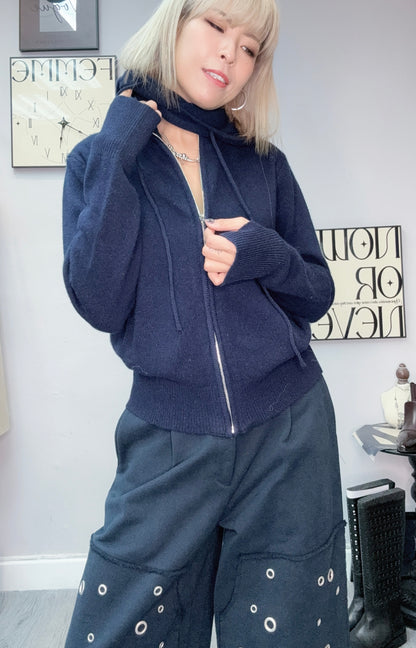 Take off hat zip knit jacket #00138