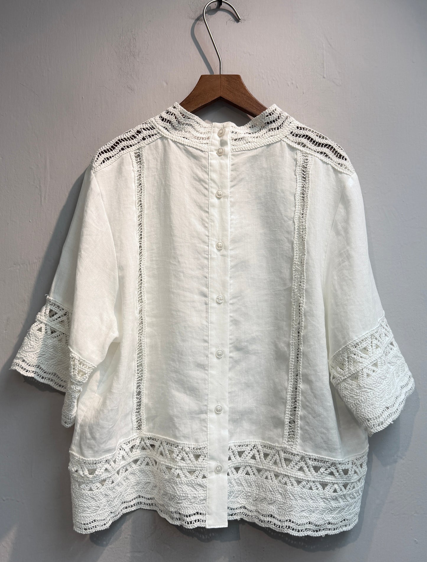 Embroidery lace linen blouse #00737