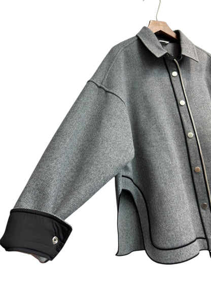 Shirt collar wool zip jacket #00030