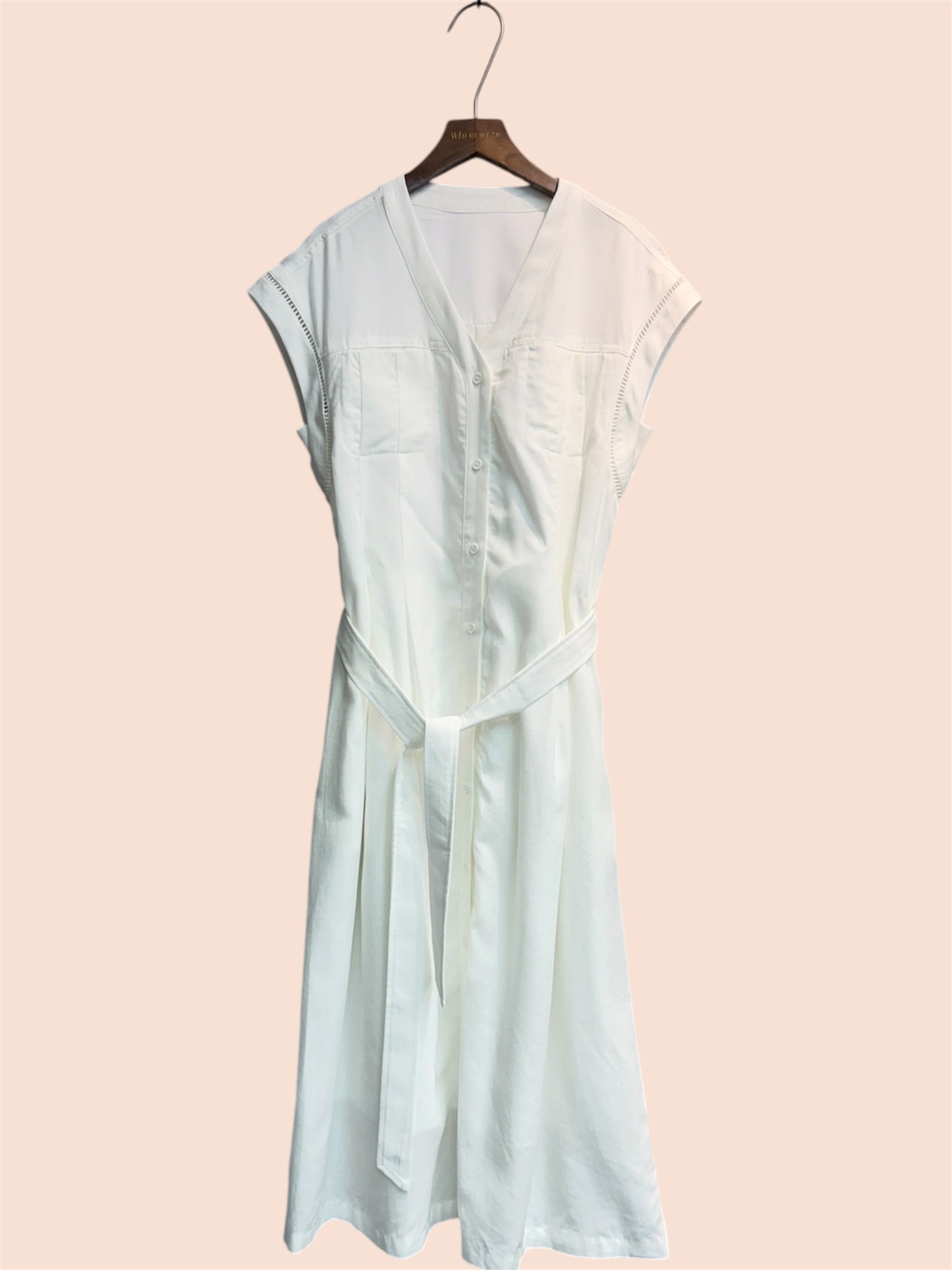 With belt linen v neck vest one piece #00605