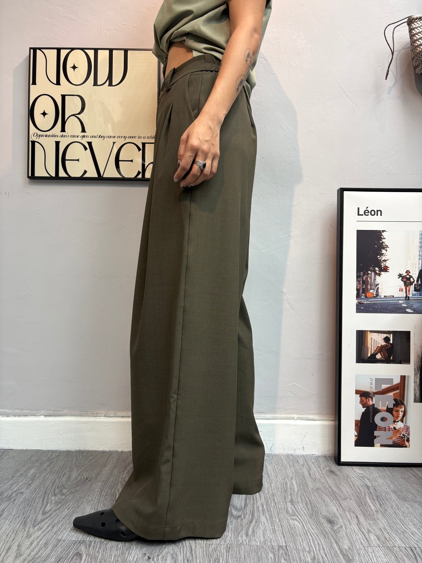 With lace scarf trousers#00644