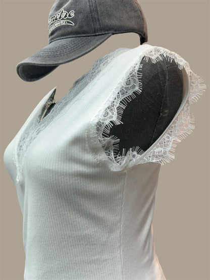 V lace Rib vest