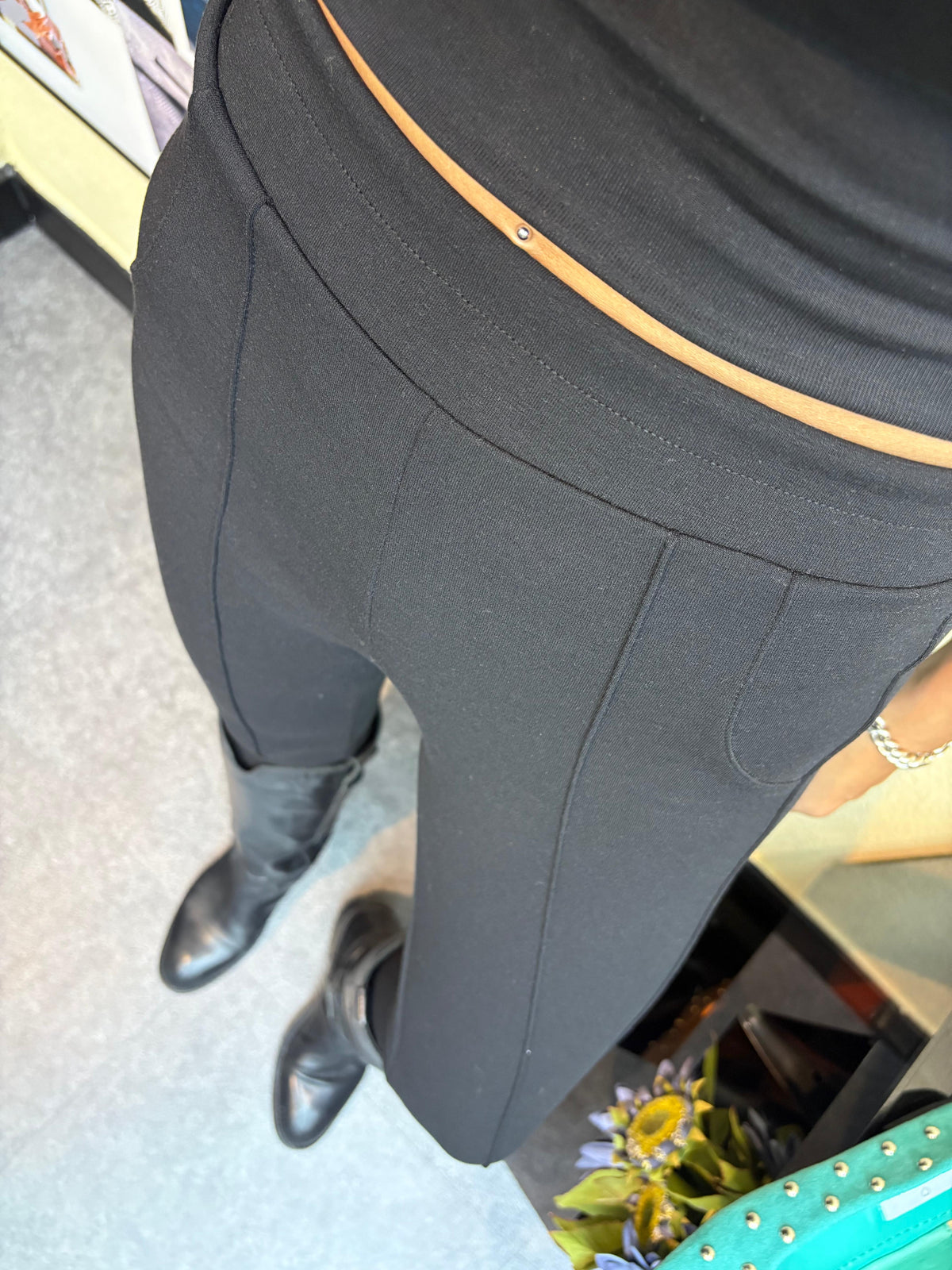 Side white words tight pants#00966