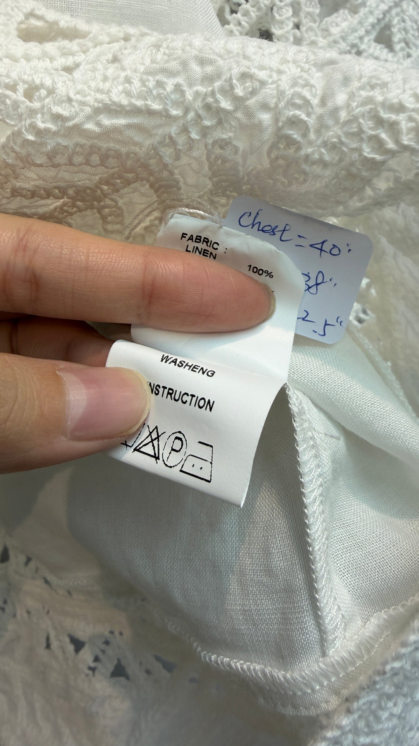 Embroidery lace linen blouse #00737