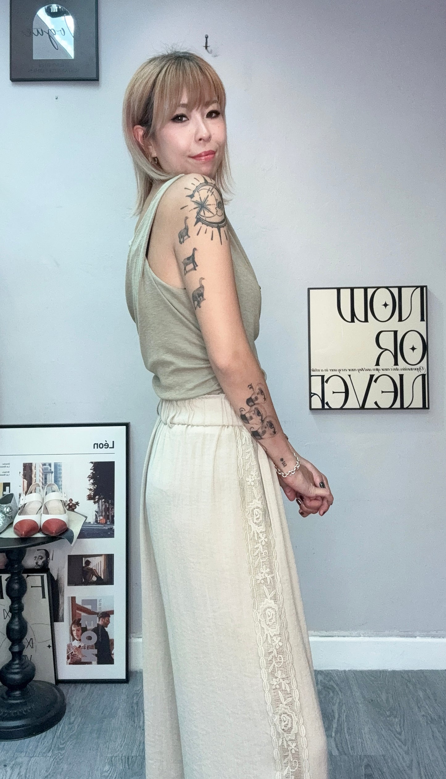 Side pleated sleeveless #00765