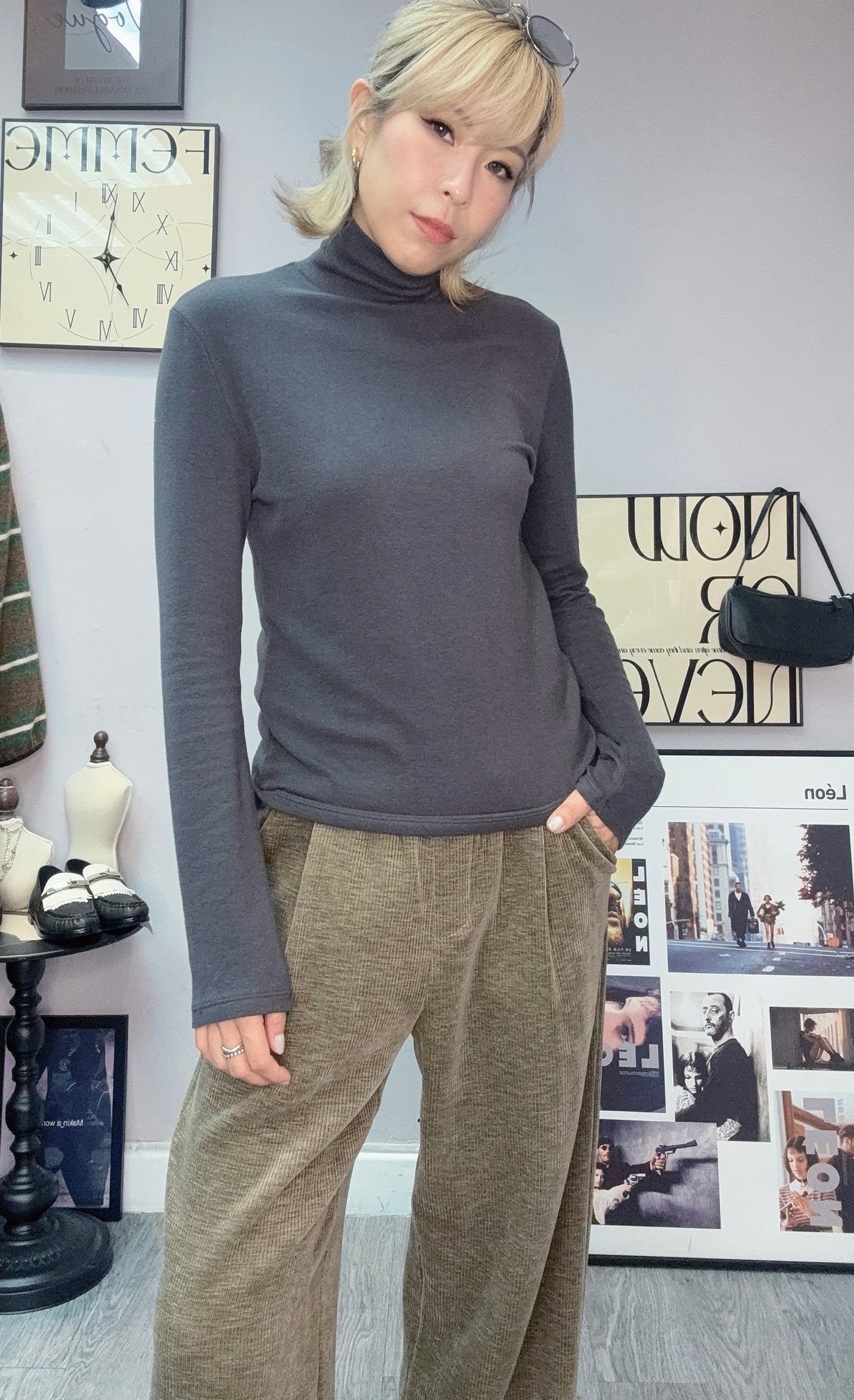 Turtle neck mochi tee#00215