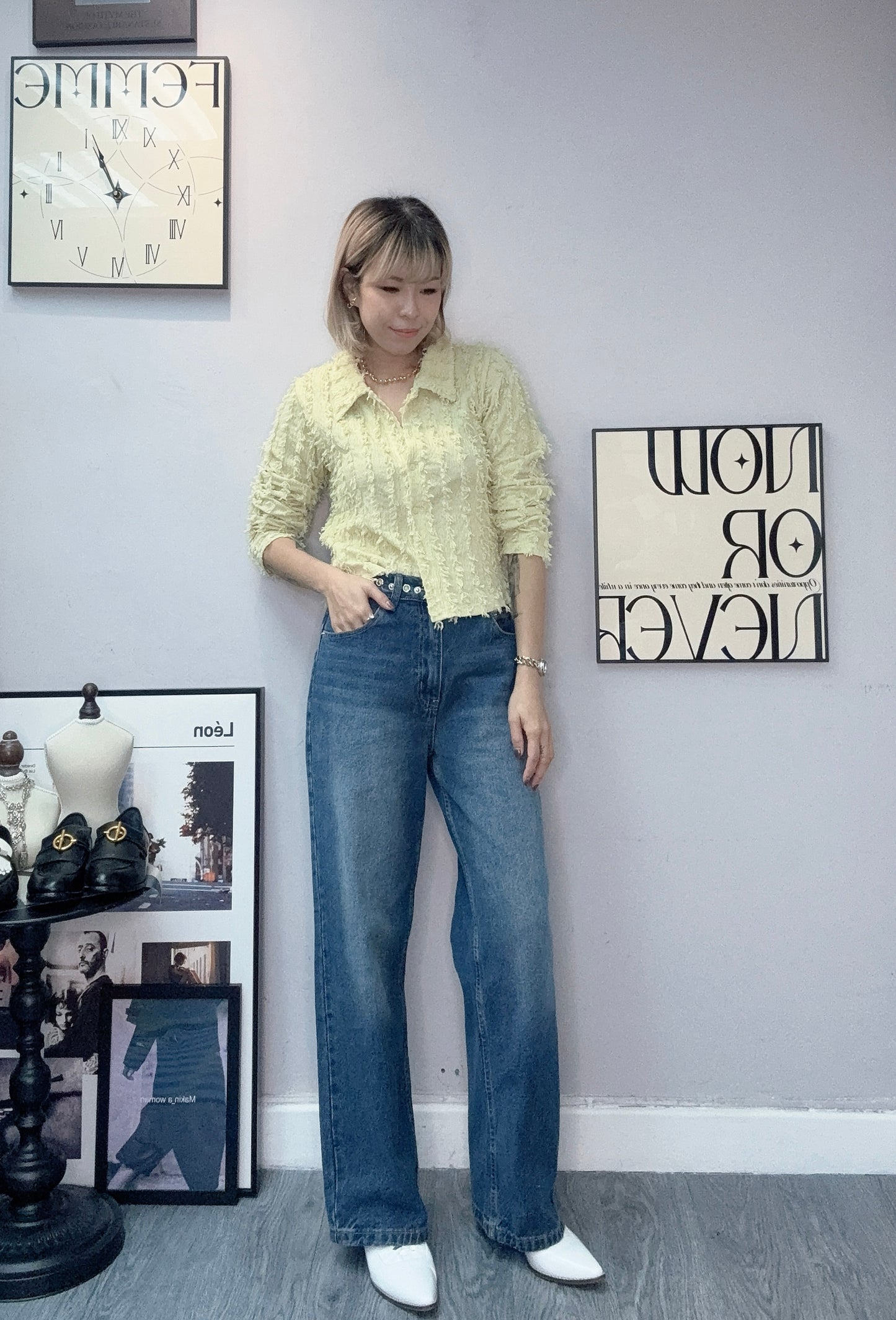 So so shirt collar cardigan #00385