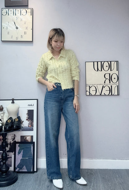 So so shirt collar cardigan #00385