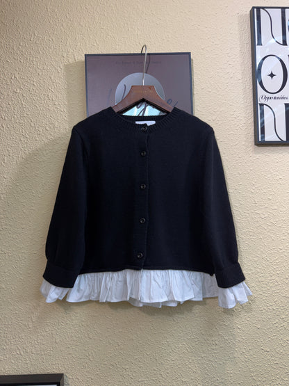 Ruffle shirt hem knitted cardigan #01010