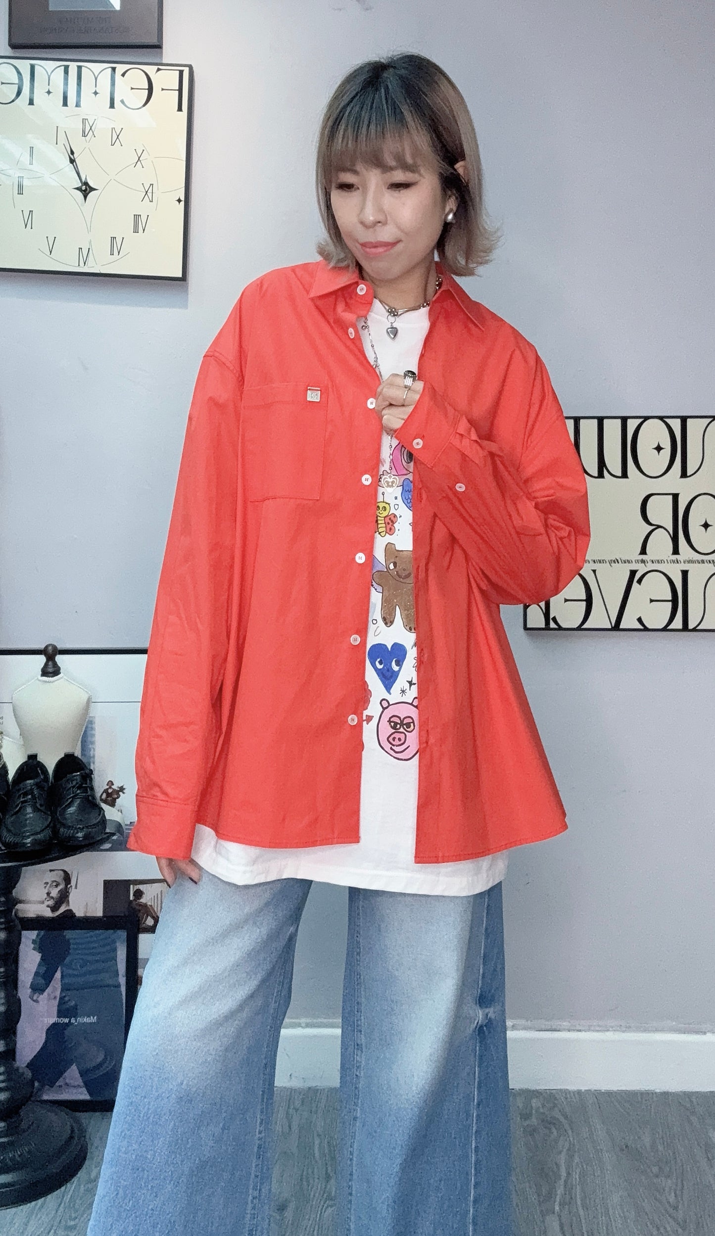 （🏷️-30%）Silver tag long shirt #00405