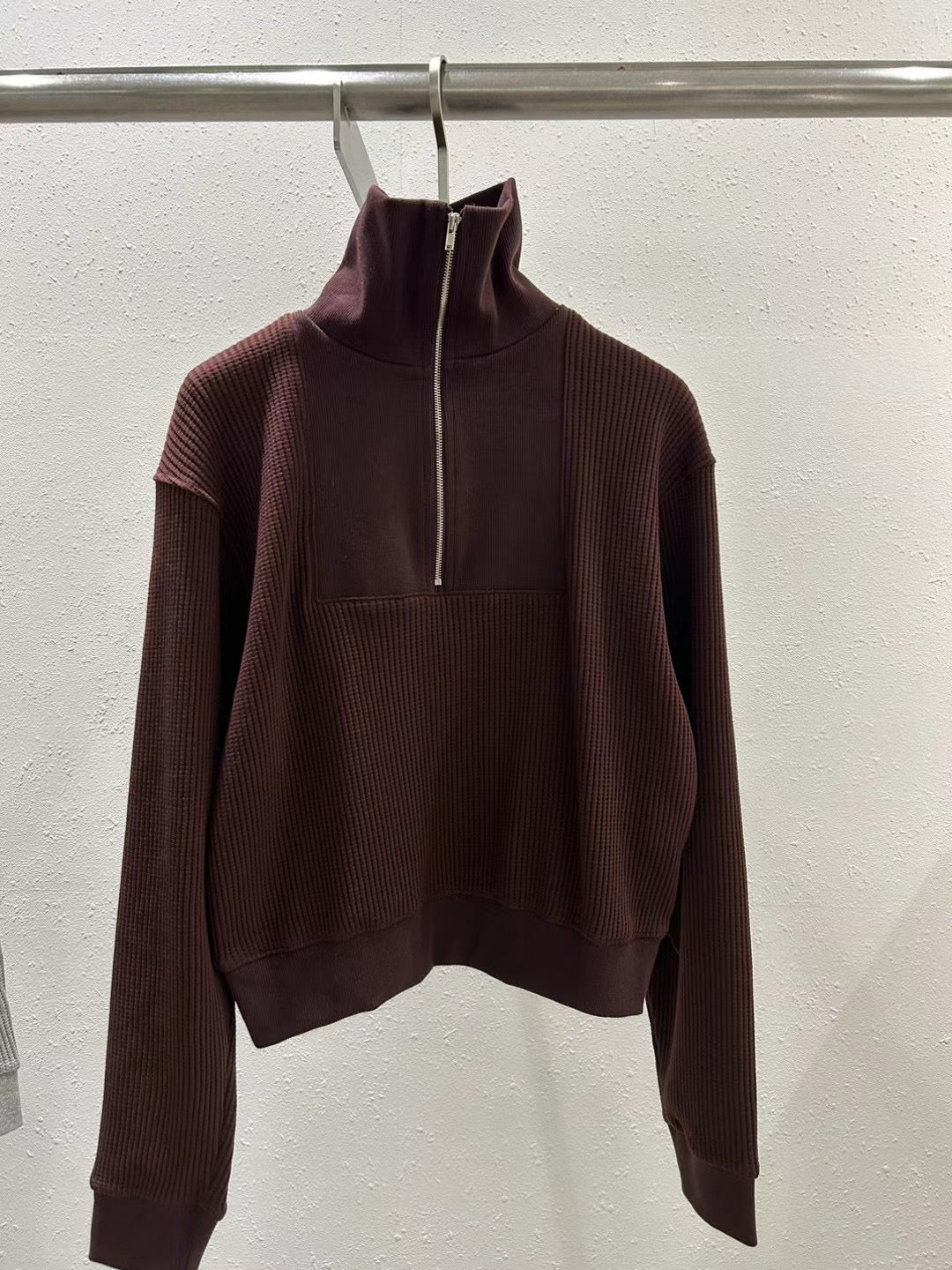 waffle cotton zip top