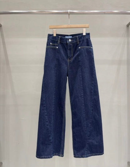(-30%off)Brown line straight jeans