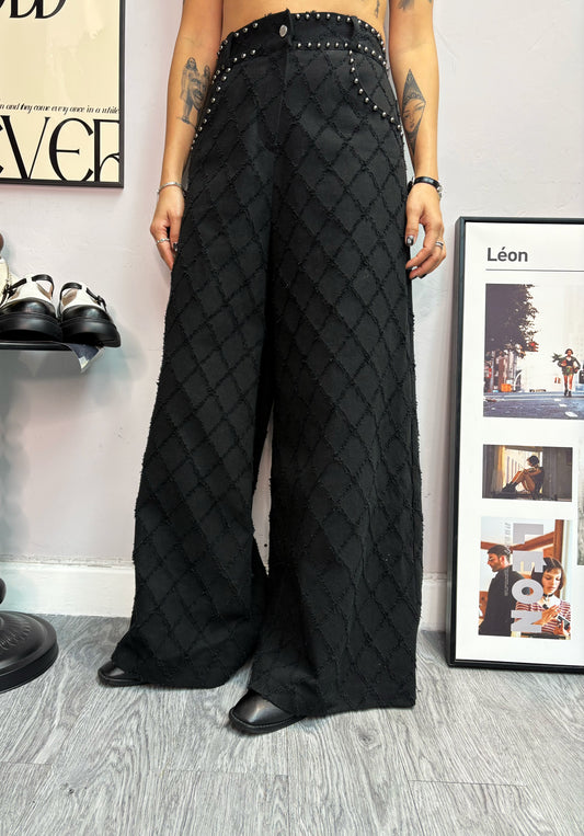 (-20% off)Bean waist quilted diamond pattern pants #00286