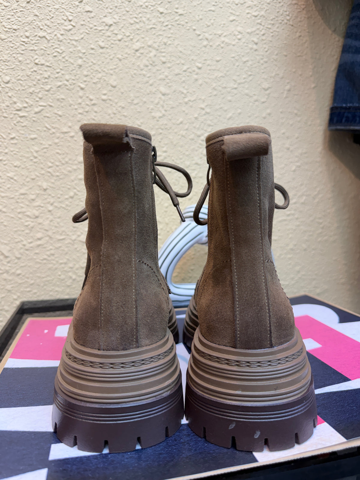 Suede Chucky combat boots