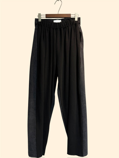 Two tone half elastic jeans #00299