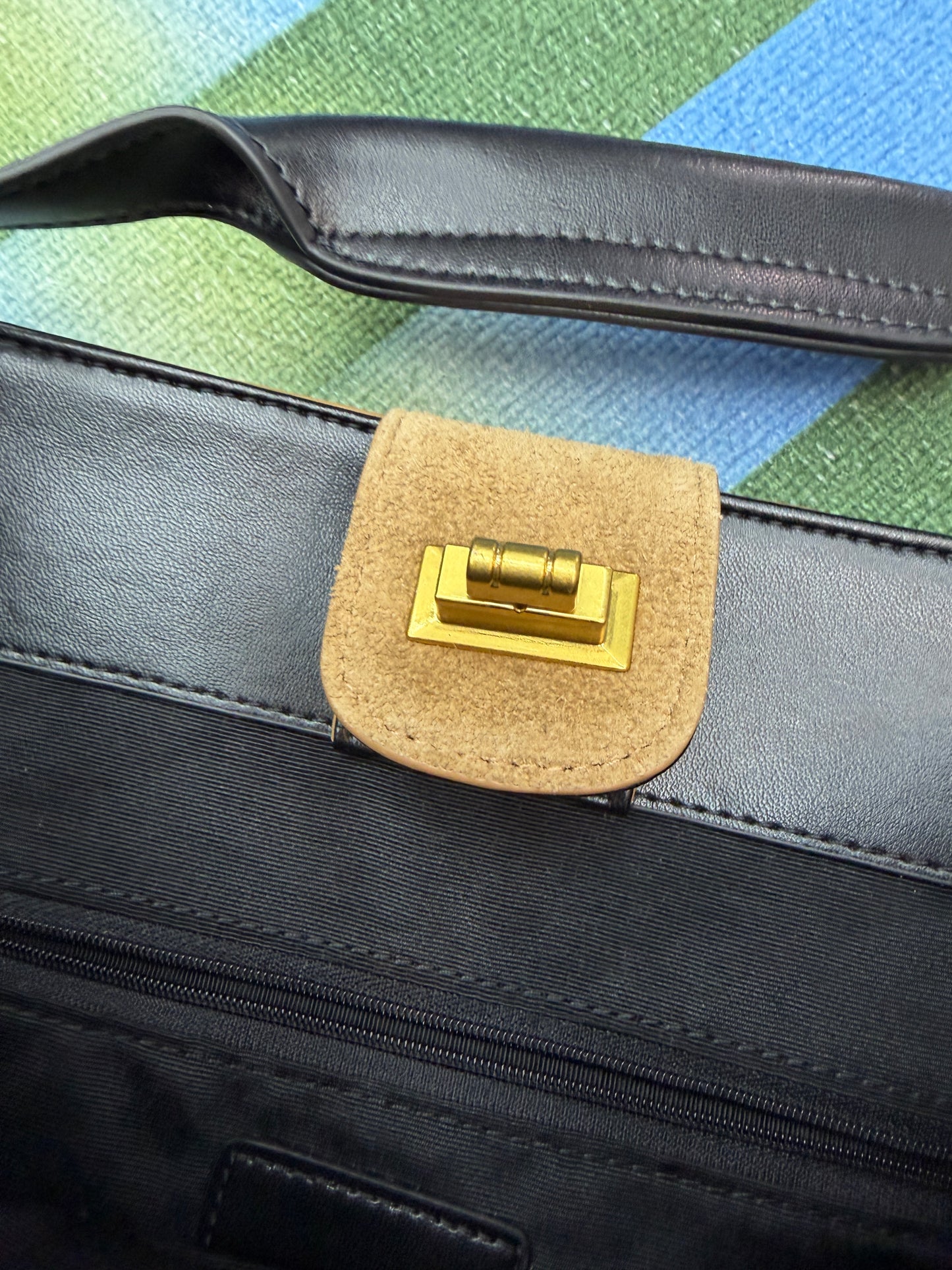 Color-block multiple leather bag