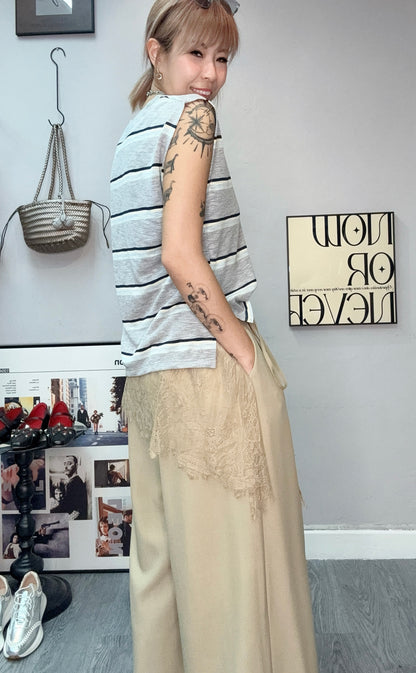 Strip v neck knitted tank top #00645