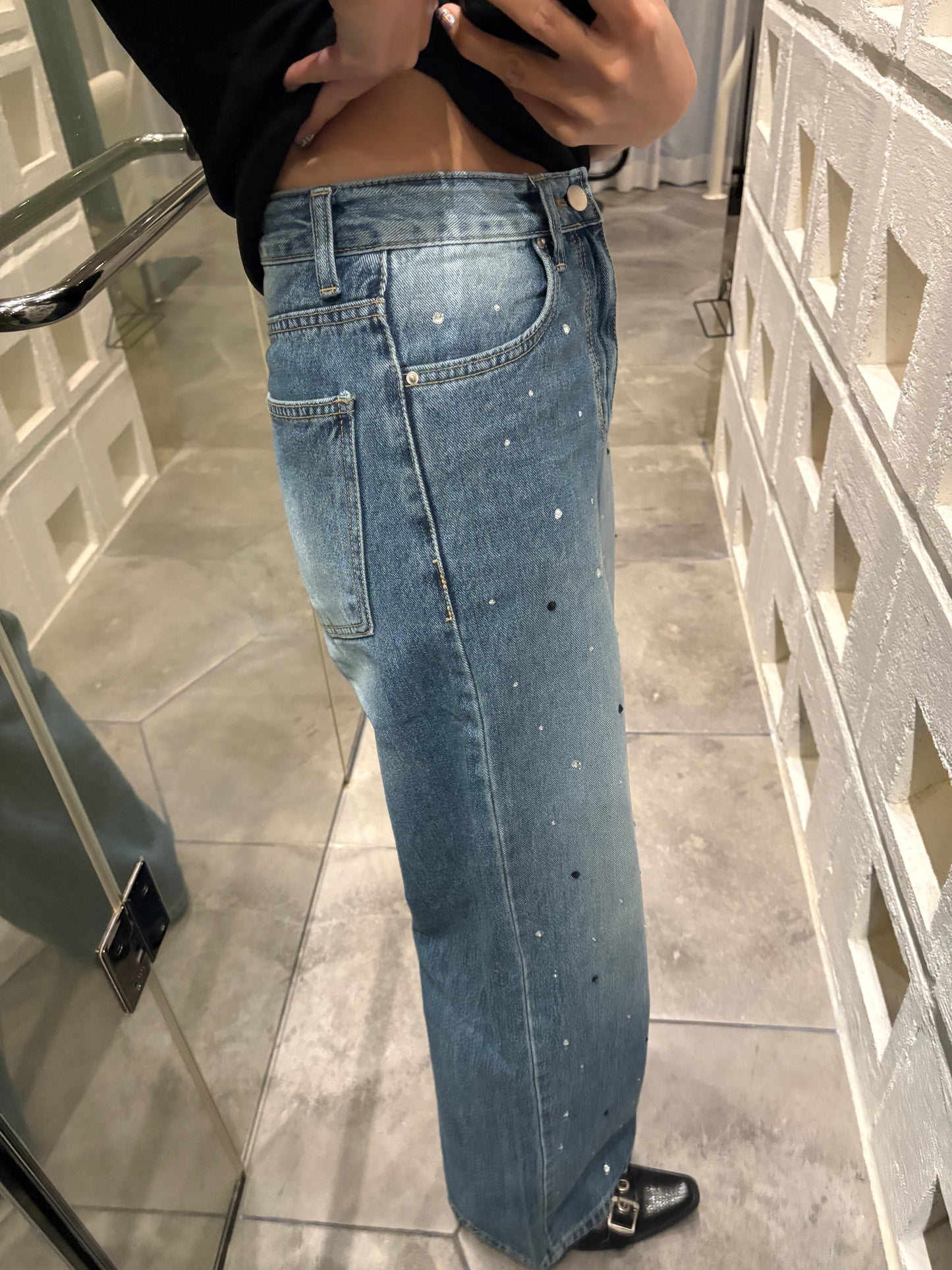 Front mini beans jeans #00769