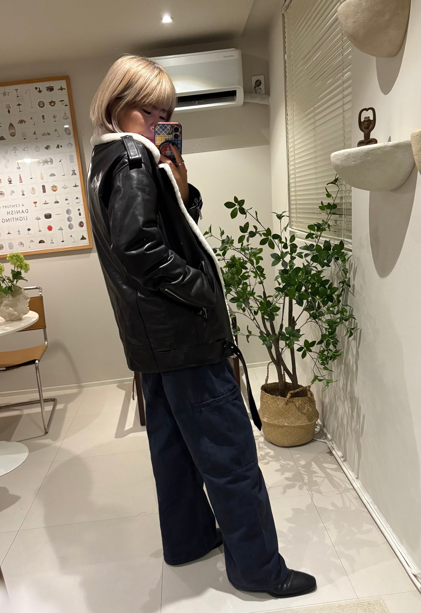 Down lambskin biker #00001