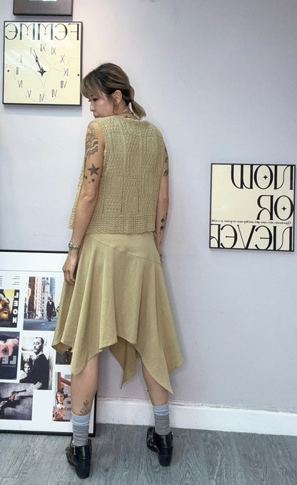 Mushroom buttons embroidery knit vest cardigan #00494