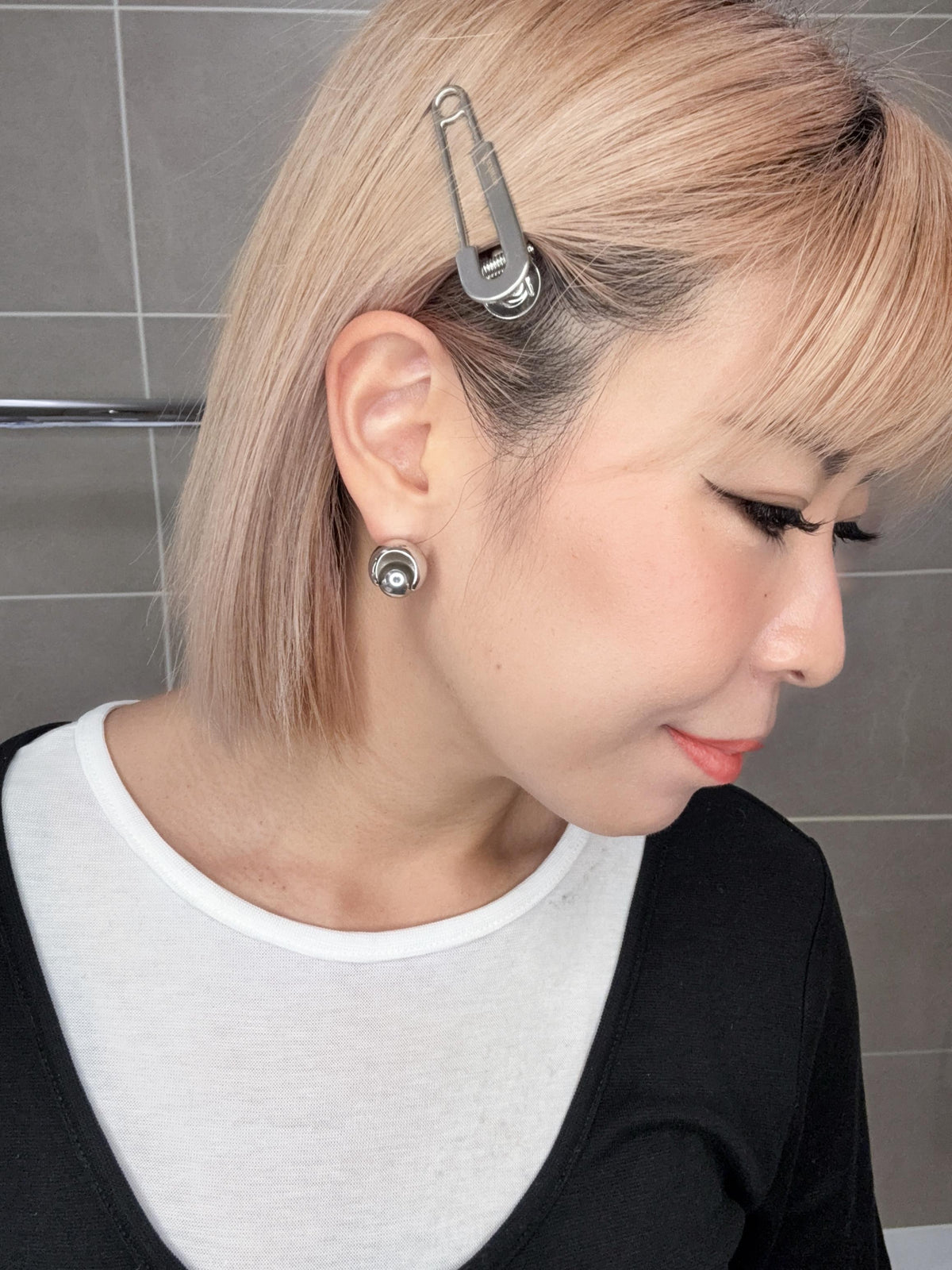 Polished dome orb stub earrings #ass009